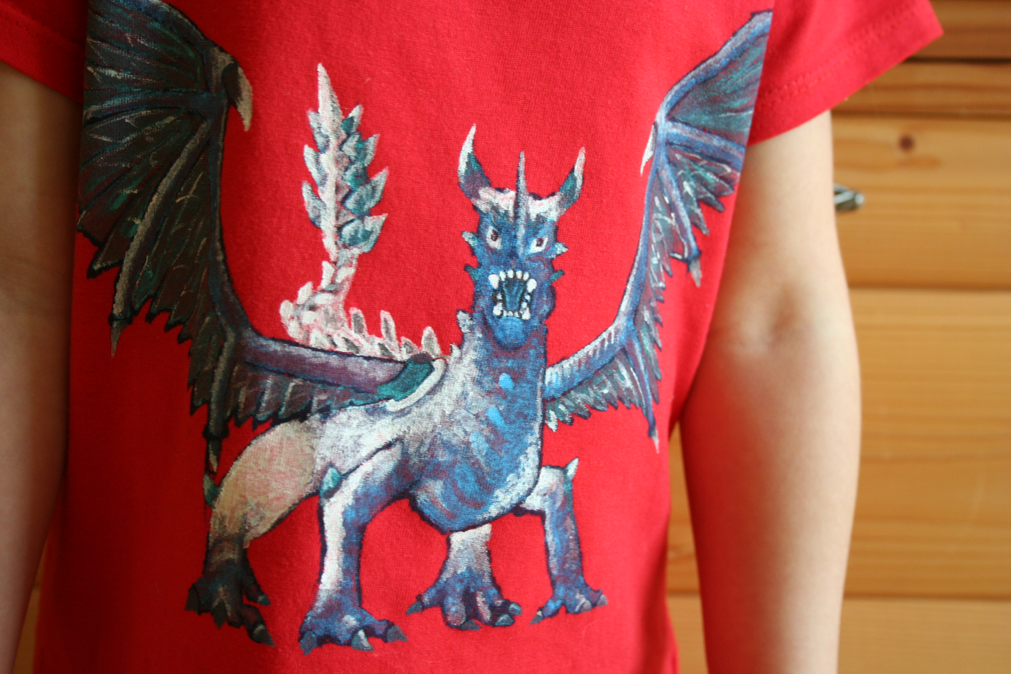 Ručně malované dětské tričko - drak
